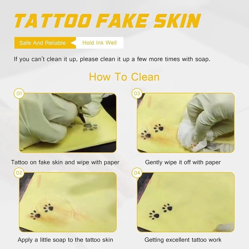 Yuelong 3mm Tattoo Skin Practice 10Pcs Fake Skins Thick 3mm Soft Pure Silicone Double Sides 7.4x5.6" Tattooing Eyebrow Practice for Beginner & Experienced Artist