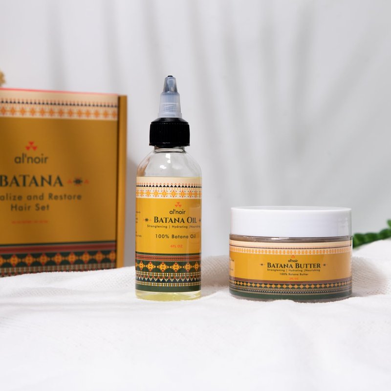 PowerPak Al-noir Batana Oil Hair Care Set for Men & Women | 100% Raw Batana Butter + Pure Cold-Pressed Refined Batana Oil for Hair Growth, Thickness, Strength, and Repair