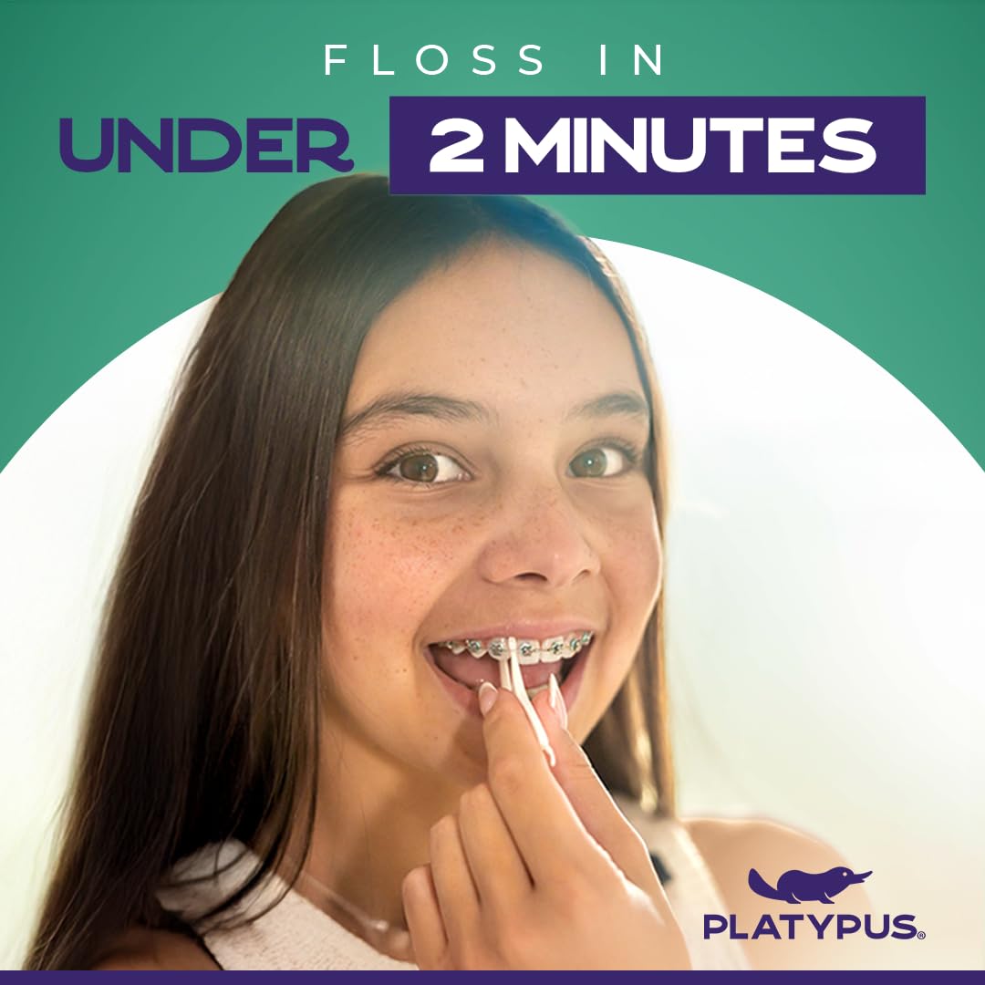 Platypus Orthodontic Flossers for Braces, 30 Count (Pack of 5), Ortho Picks for Adults & Kids, Fits Under Arch Wire, Non-Damaging, Encourage Flossing Habits