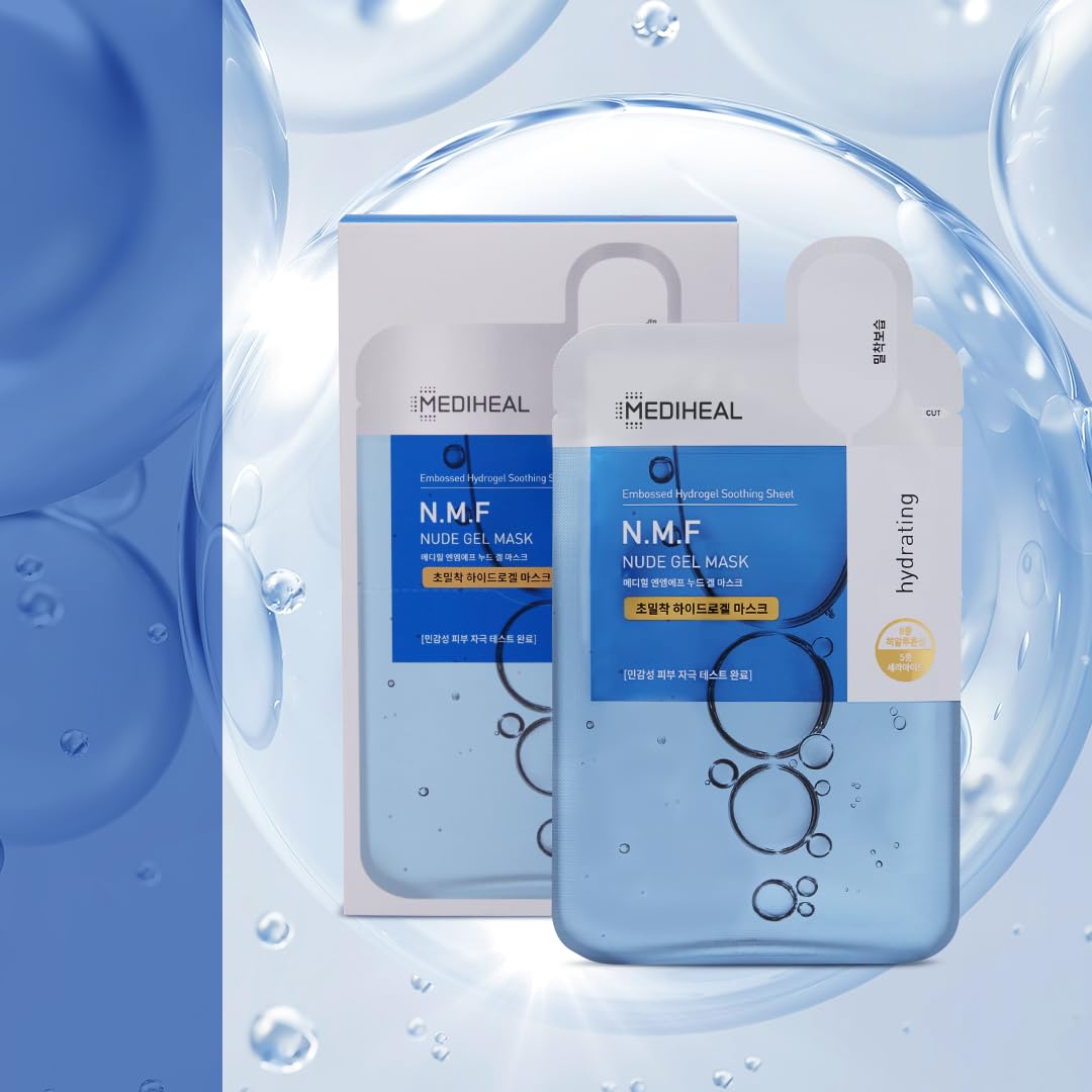Mediheal NMF Nude Gel Mask 10 Pack Moisturizing Cooling Hydrating Transparent Hydrogel Patent Sheet
