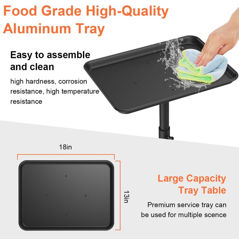 Salon Rolling Tray - Premium Aluminum Tattoo Tray for Beauty Professionals | Adjustable Height, Black