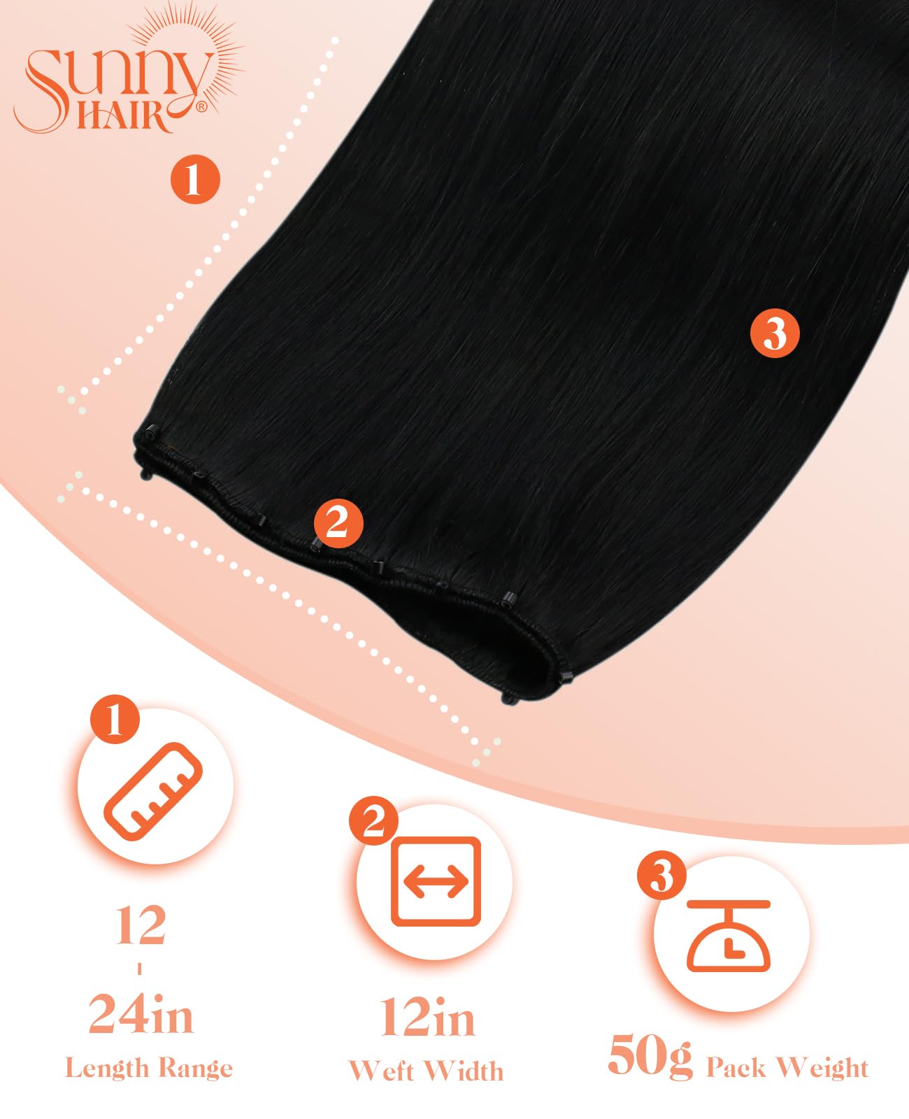 Sunny Hair Beaded Weft Hair Extensions Human Hair Black Micro Weft Sew in Extensions Real Human Hair Straight Hair Extensions Micro Beaded Hair Wefts Natural Black 16 inch 50G