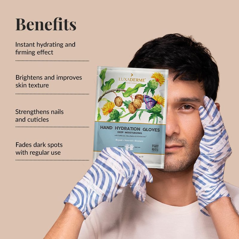 LuxaDerme Hand Hydration Gloves | Deep Moisturising Gloves | Long Lasting Hydration | Evens Out Skin Tone | Nourishes Nails & Cuticles (Pack of 5)