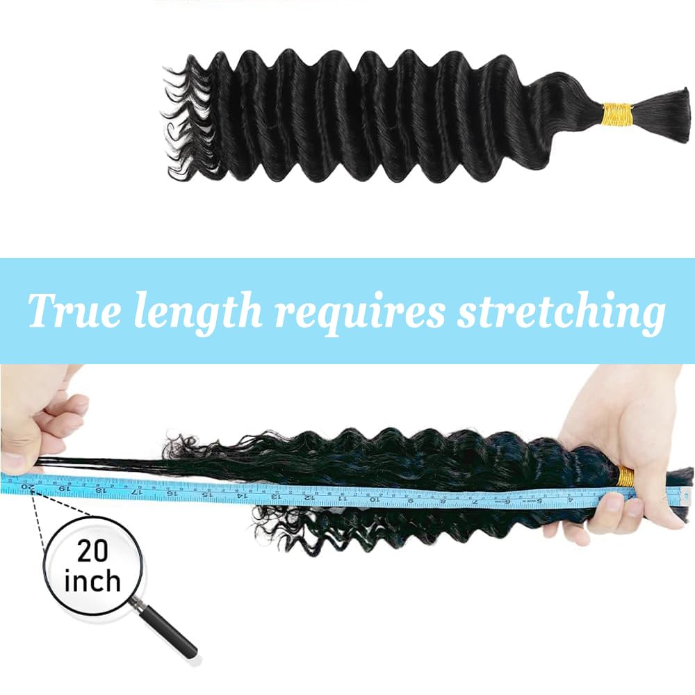 Burgundy Human Braiding Hair for Boho Braids 150g 18 inch Deep Wave Bulk Human Hair for Braiding 3 Bundles Wet and Wavy Bulk Bohemian Curly Bundles