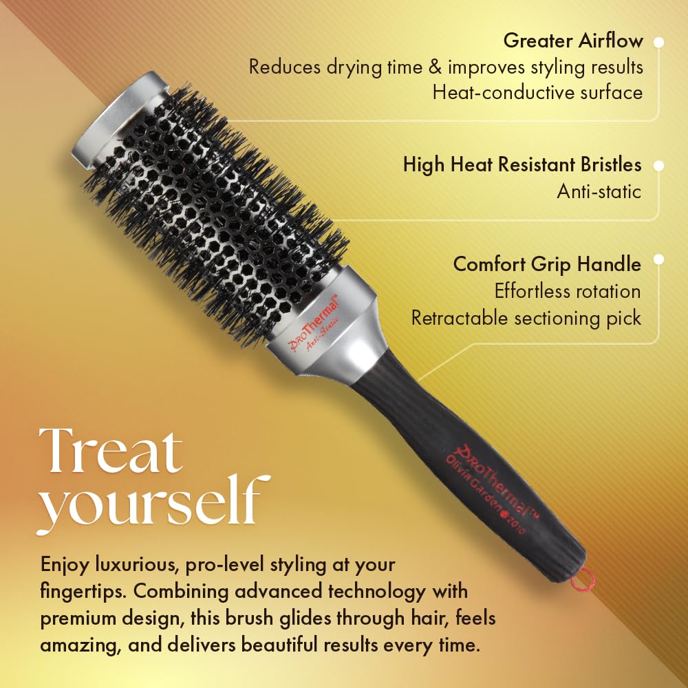Olivia Garden ProThermal Anti-Static Round Hair Brush T-43 (1 3/4")