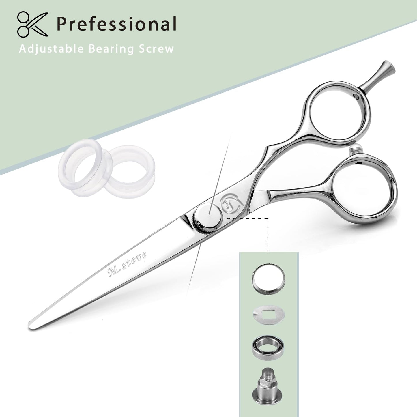 Hair Cutting Shears 5.5 Inch Professional Barber Scissors with Japanese 440C Stainless Steel and Razor-Sharp Convex Blades Hairdressing Hairstyling Haircutting Scissors for Salon and Home Use