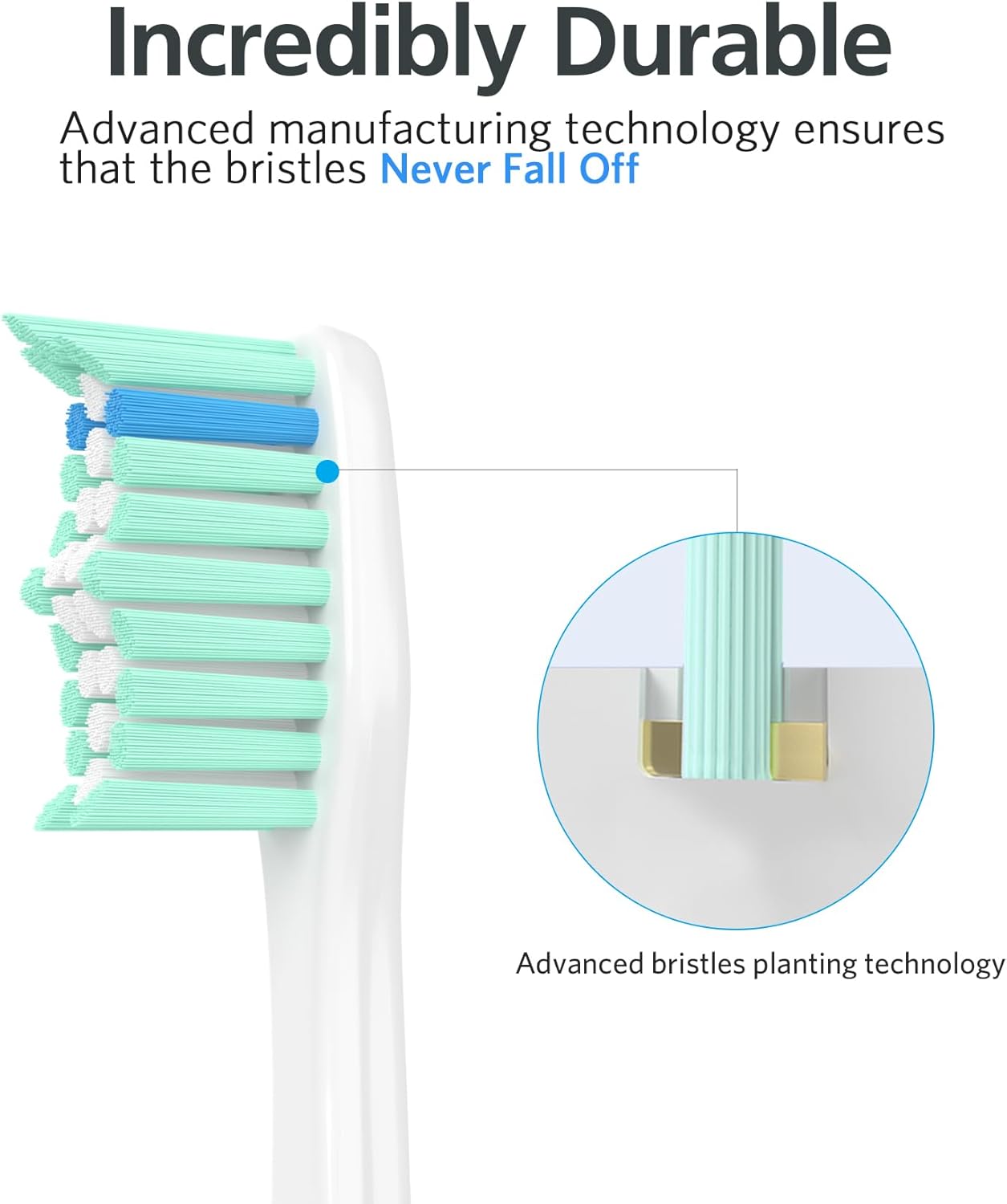 Replacement Toothbrush Heads for Philips Sonicare - E-Series & Essence Compatible | Green & White