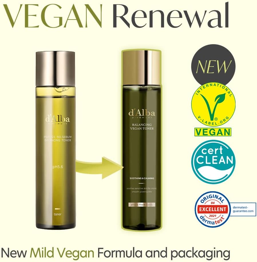 **d'alba Italian White Truffle Vegan Toner - Mild pH Formula for Sensitive Skin | Lightweight Finish**