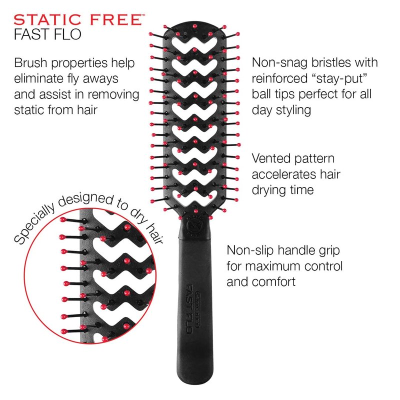 Cricket Static Free Hair Brush - Fast Flo Vent for Quick Blow Drying & Tangle-Free Styling | All Hair Types