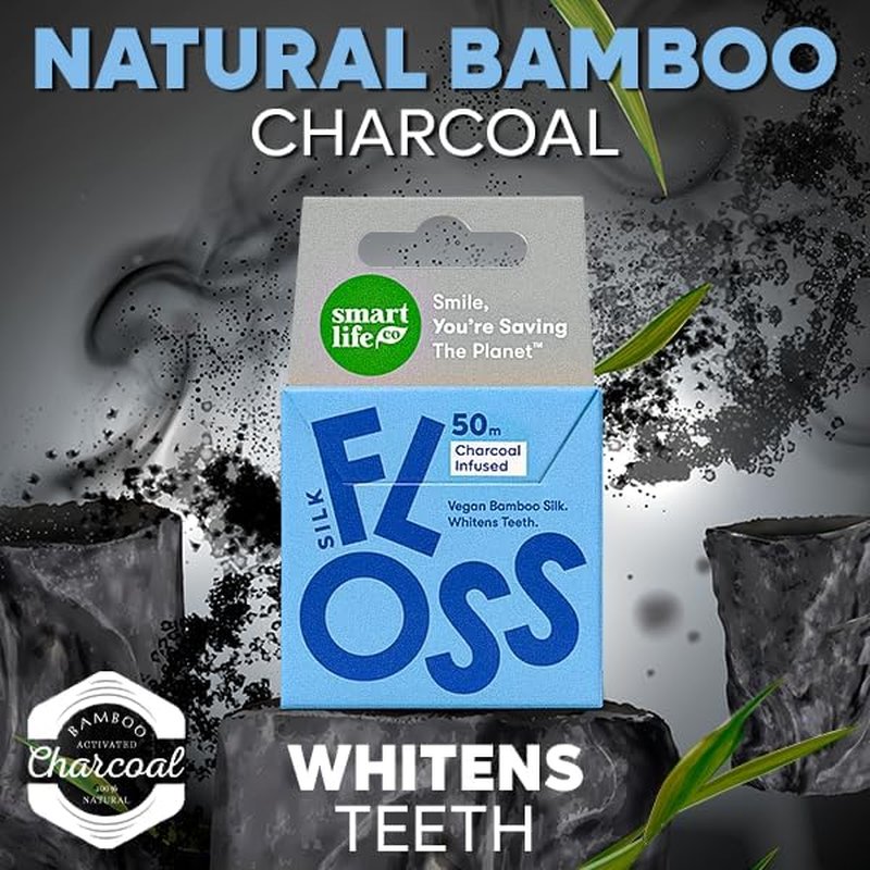 Vegan Bamboo Silk Dental Floss - Eco-Friendly, Plastic-Free Oral Care | Soft Mint Thread for Adults & Kids - 55 Yards