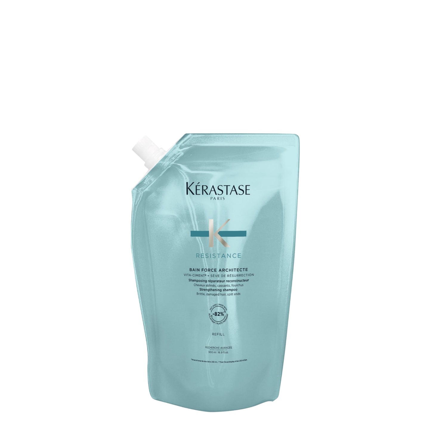 Kerastase Resistance Force Architecte Shampoo - Reconstructing Repair Shampoo For Weak and Damaged Hair, Formulated With Pro-Keratine Complex, 16.9 Fl Oz (Refill)