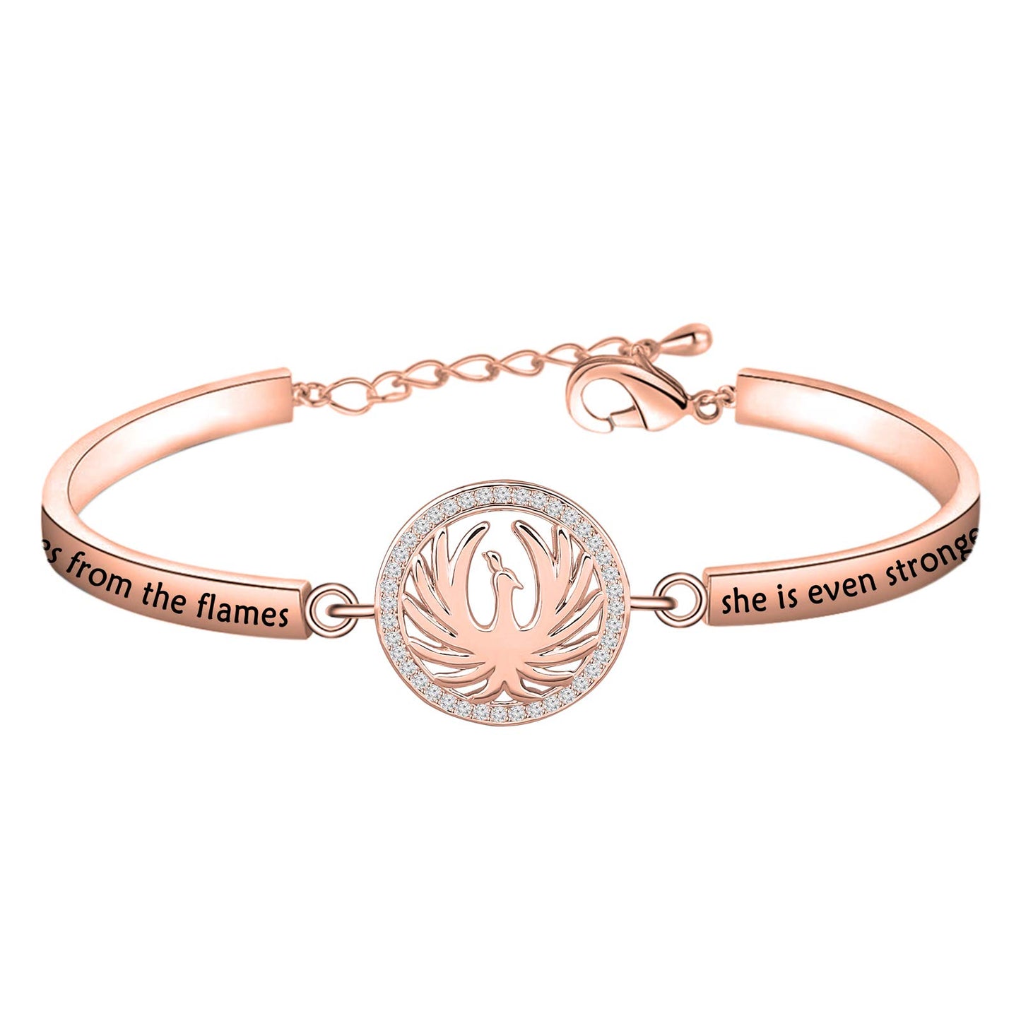 CYTING Phoenix Inspirational Quote Bracelet - Motivational Bird Jewelry Gift - When the Phoenix Rises From the Flames She Is Even Stronger Than Before