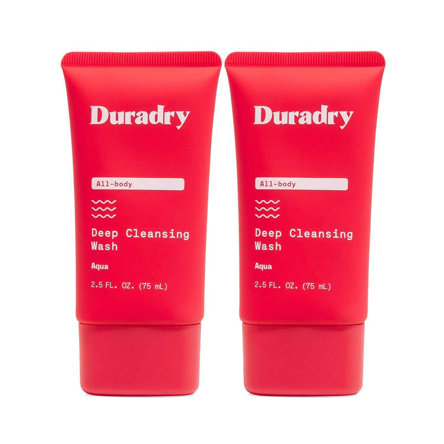 Duradry Deodorizing Body Wash for Women and Men – Odor Control, Deep Cleansing, Nourishes and Moisturizes Skin, Made with Natural Ingredients – Aqua Fragrance, Travel Size – 2.5 Fl Oz (Pack of 2)