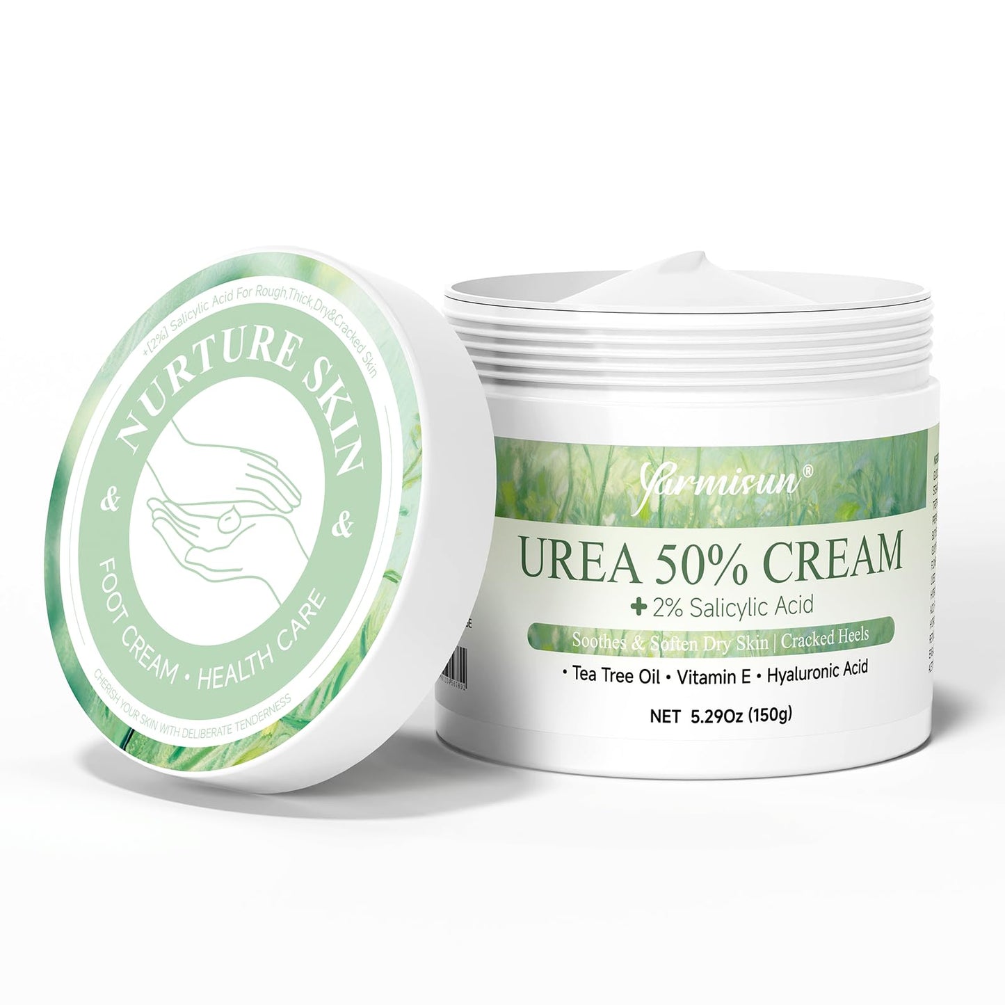 Yarmisun Urea Cream 50 Percent Feet Maximum Strength with Hyaluronic for Dry Skin Cracked Heels Callus Remover