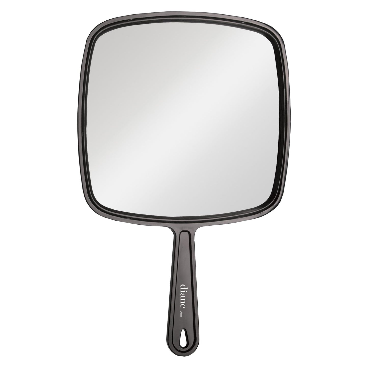 Diane Professional Quality Hand Mirror, Single Sided Hand Held Mirror with Handle for Salon, Barber, Grooming, Shaving, and Travel, Large, 9" x 12.75", Black