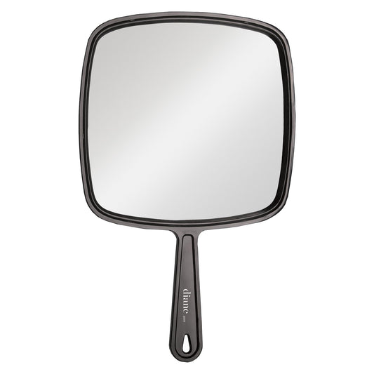 Diane Professional Quality Hand Mirror, Single Sided Hand Held Mirror with Handle for Salon, Barber, Grooming, Shaving, and Travel, Large, 9" x 12.75", Black