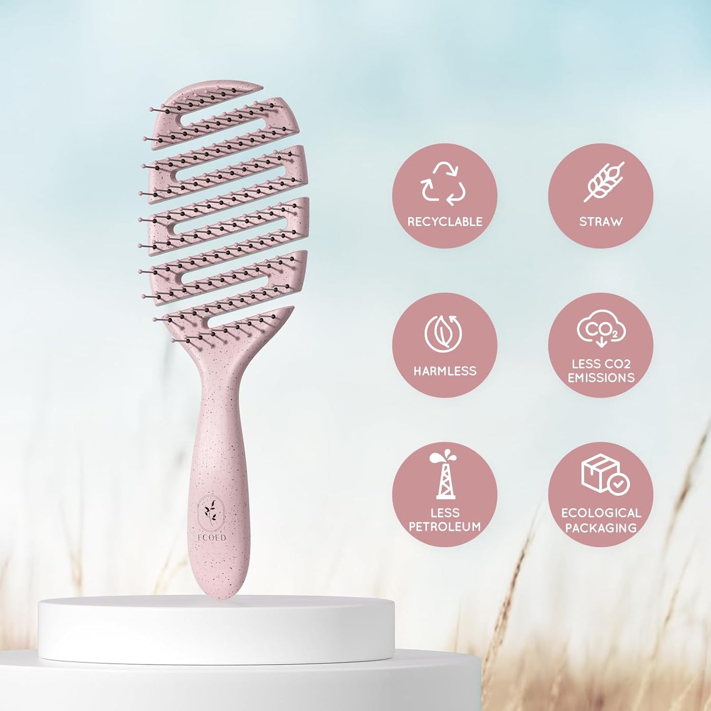 Detangler Hairbrush, Vented Detangling Brush for Straight, Wavy,Curly and Fine Hair, Dry and Wet, Quick Smoothing for Women and Men, Eco-Friendly & Sustainable Material (Green)