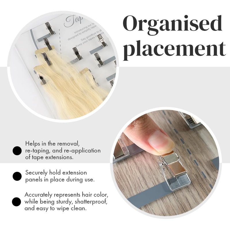 Tape Placement Board - 25 Clips Acrylic Hair Extensions Hanger | Hair Display Holder Rack for Styling and Hairdressing