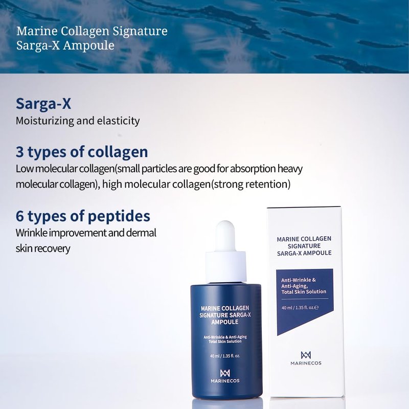Sarga - X Signature Marine Ampoule 40ml ㅣ Deep Hydration ㅣ Skin Firming Serum ㅣ Marine Collagen Boost ㅣ For All Skin Types ㅣ K-Beauty Skincare