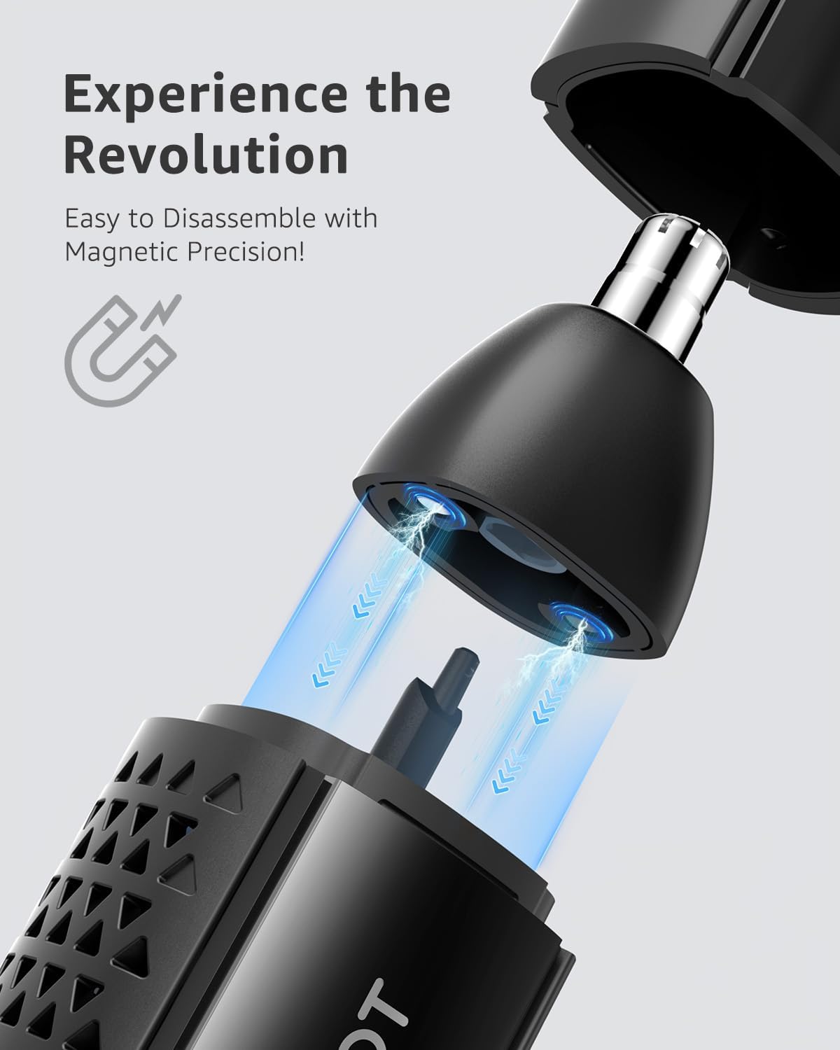 Nose & Ear Hair Trimmer for Men - 10000 RPM Electric Trimmer with Vacuum System | IPX7 Waterproof, USB-C Charge, 90min Runtime