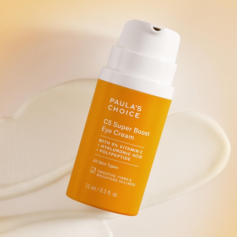 Paula's Choice C5 Super Boost Eye Cream for Dark Circles, Puffy Eyes, Fine Lines & Crow’s Feet, Eye Repair Cream with 5% Vitamin C, Hyaluronic Acid & Peptides, Fragrance Free, 0.5 fl oz