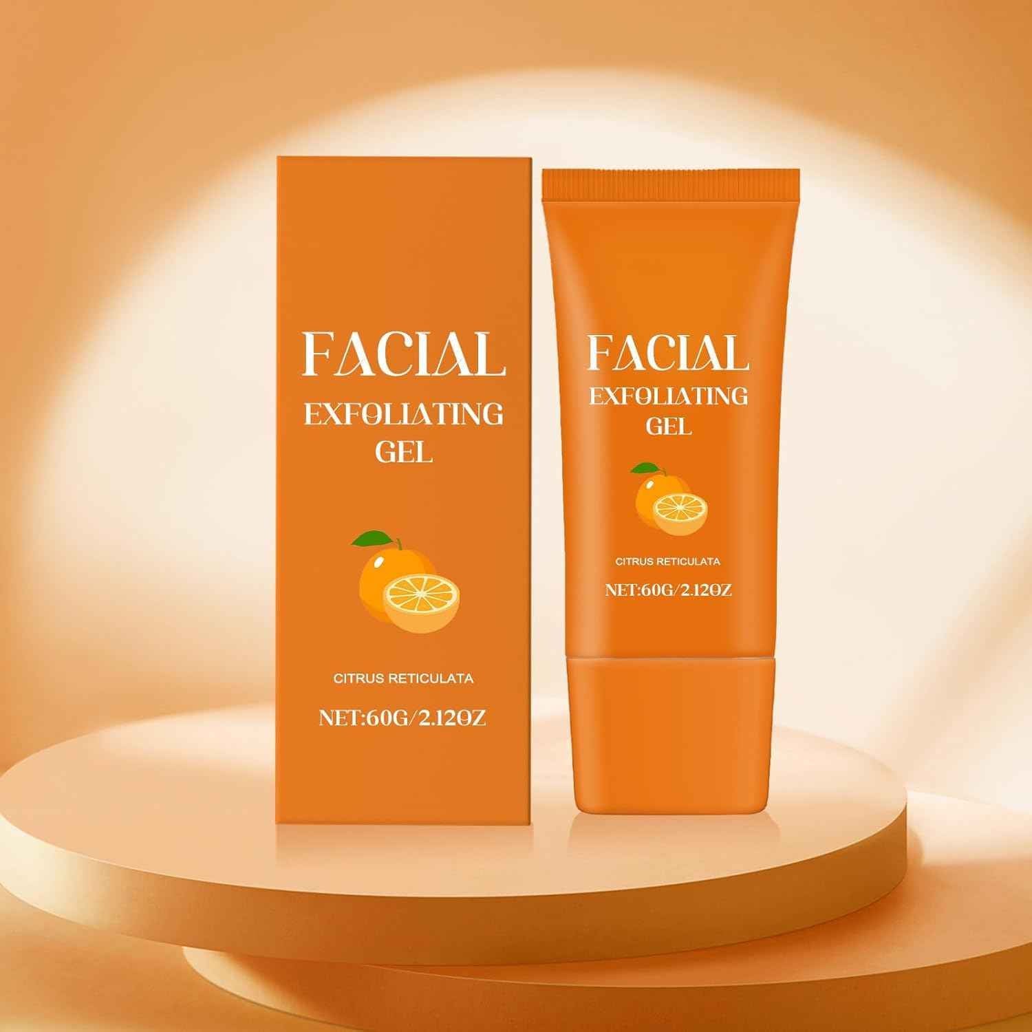 2 Pcs Facial Exfoliating Gel, Purifying Exfoliating Gel for Face and Body Skin Repair, Orange Enzyme Hydrating Facial Scrub, Moisturizing, Cleansing and Rejuvenating (60g)