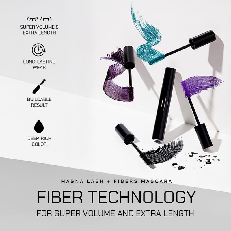 Radiant Professional Fiber Mascara Volume and Length, Non-Clumping, No Flaking, Defining & Curling, Lash lengthening Mascara, Triple Action Brush, Argan & Tsubaki Oil, 0.44 fl oz (01 Black)