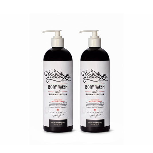 DandyMen Men's Body Wash - Tobacco Vanilla - Deep Cleansing Shower Gel with Vitamin B5 - Hydrating Daily Wash, 16 oz, 2-Pack