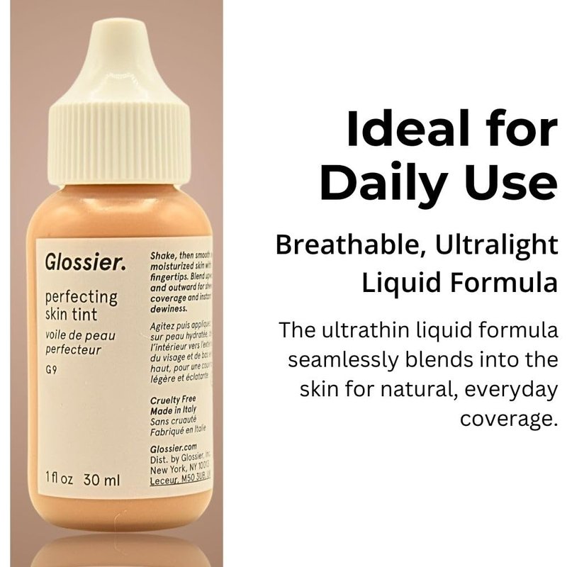 Glossier Perfecting Skin Tint - Dewy Sheer Coverage for Medium Warm Skin Tone | Lightweight Formula