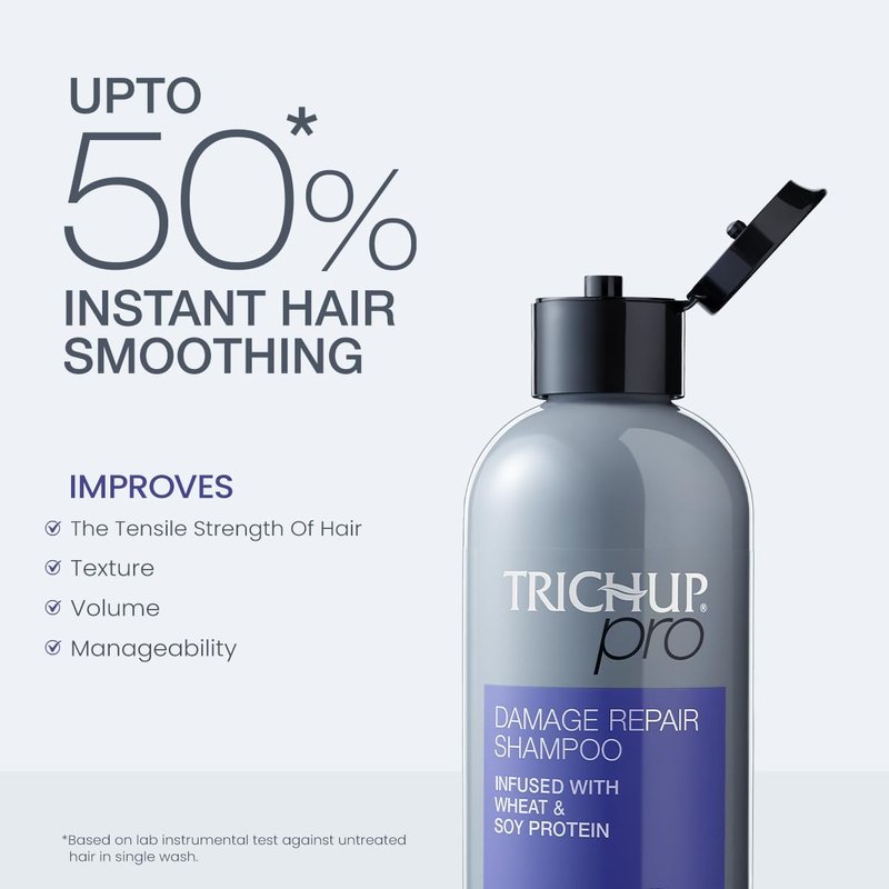 TRICHUP Pro Damage Repair Hair Care Kit, Shampoo, Hair Mask & Serum Set, Anti Frizz & Split End Control, Deep Nourishment for Dry Damaged Hair, Smooth Shiny Hair, Paraben Free, Set of 3