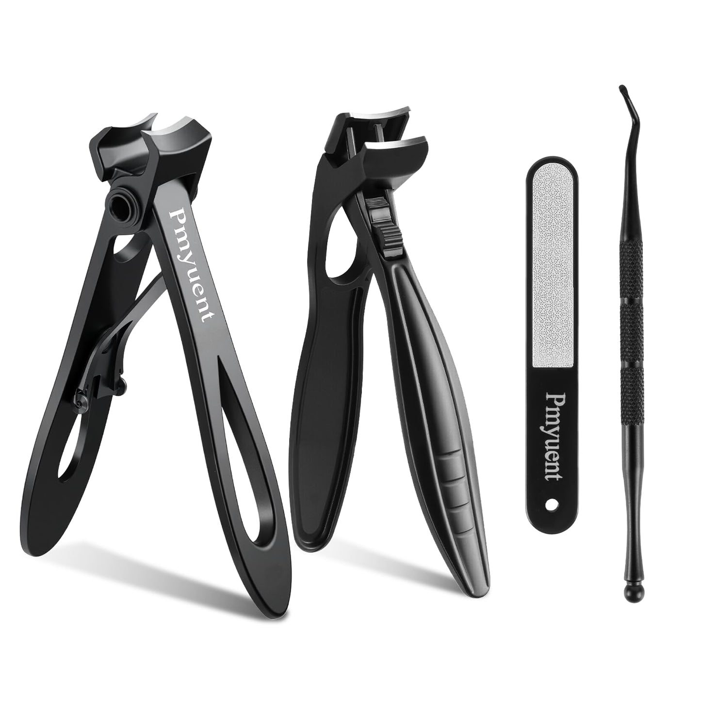 Extended Toenail Clippers Set for Thick Toenails, Long Handled Toenail Clippers for Seniors, Wide Jaw Opening Fingernail Clippers with Catcher, Ergonomic Heavy Duty Cutter for Men Women