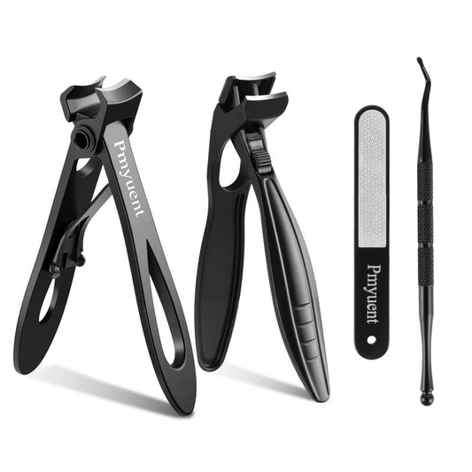 Extended Toenail Clippers Set for Thick Toenails, Long Handled Toenail Clippers for Seniors, Wide Jaw Opening Fingernail Clippers with Catcher, Ergonomic Heavy Duty Cutter for Men Women