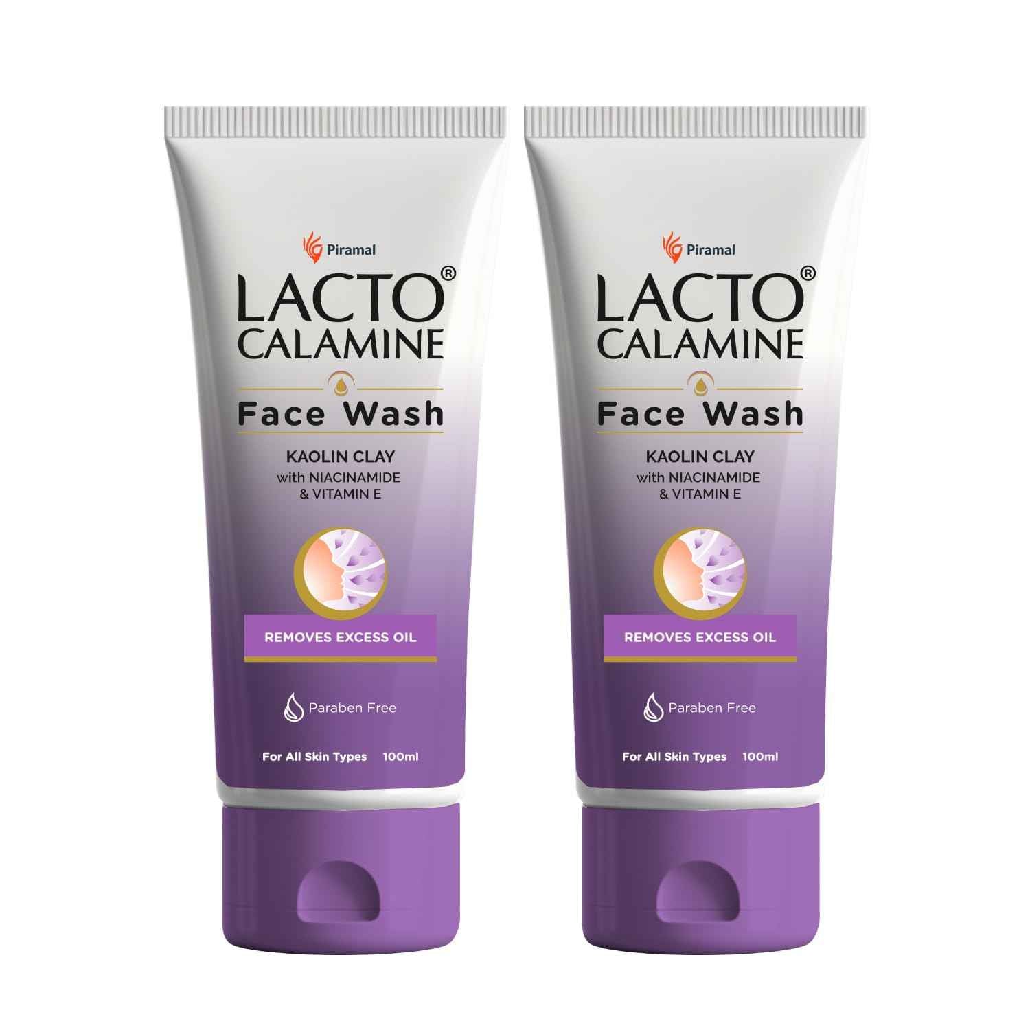 Lacto Calamine Face Wash with Kaolin Clay for Oily Skin, 100 ml (Pack of 2)