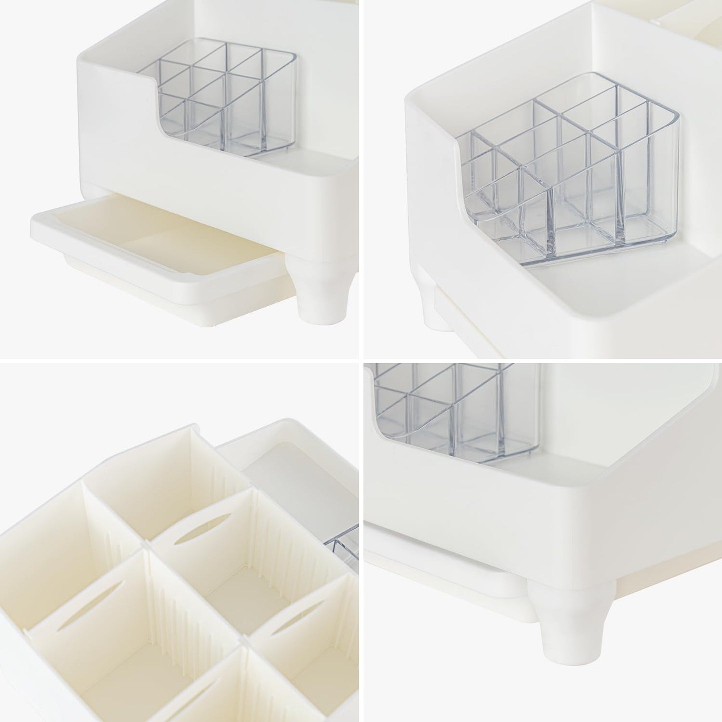carrotez Make up Vanity Organizer Countertop Skincare Cosmetic, Accessories Organizers, Customizable Compartments - White, 7.6 inches