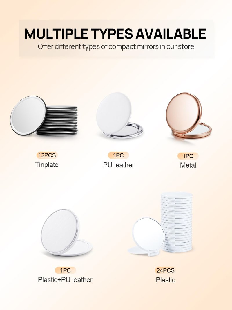 Getinbulk Compact Mirror Bulk, Pack of 12 Double-Sided 1X/2X Magnifying Metal Makeup Mirrors(Round, Rose Gold)
