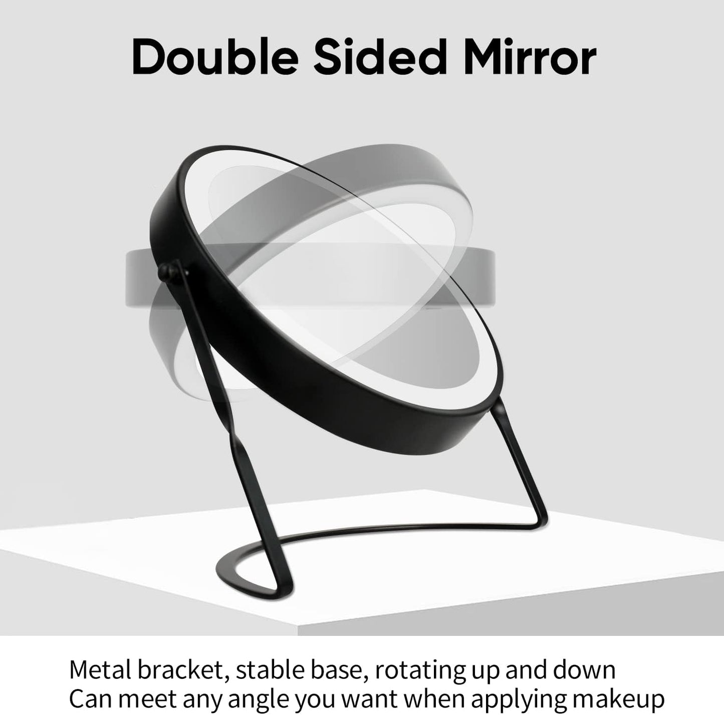 DOWRY 8.5'' Lighted Makeup Vanity Mirror - Rechargeable 1x/10x Magnification, Adjustable 3-Color Brightness, 360° Rotation