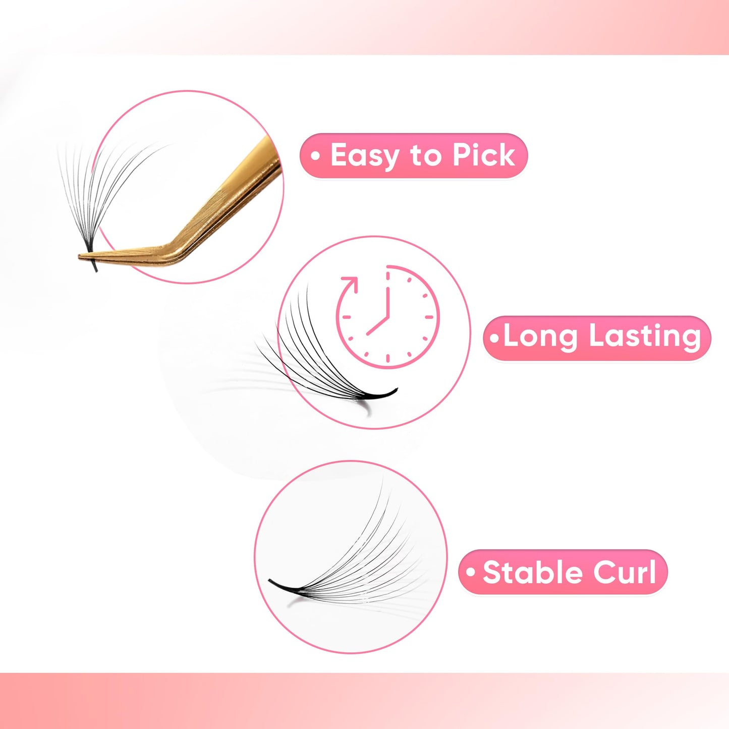 GLAMOREYELASH 750 Promade Fans Loose Mix, Natural Eyelashes Extensions 3D-16D, Handmade Individual Lashes 0.03/0.05/0.07mm Thickness, C CC D, 8-16mm Length for Fluffy Eyelash Cluster (14D-0.03-C, 15-16-17mm)