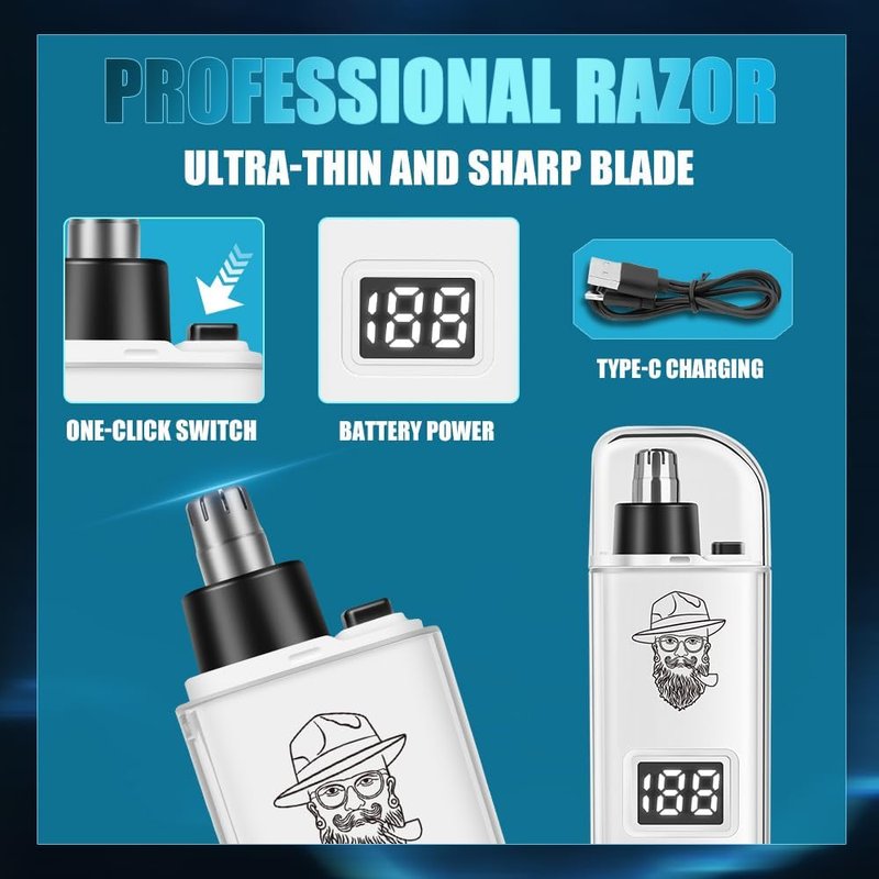 Professional Hair Clippers for Men - Rechargeable Cordless Beard Trimmer & Nose Hair Trimmer | Perfect Gift for Dad, Husband, Son