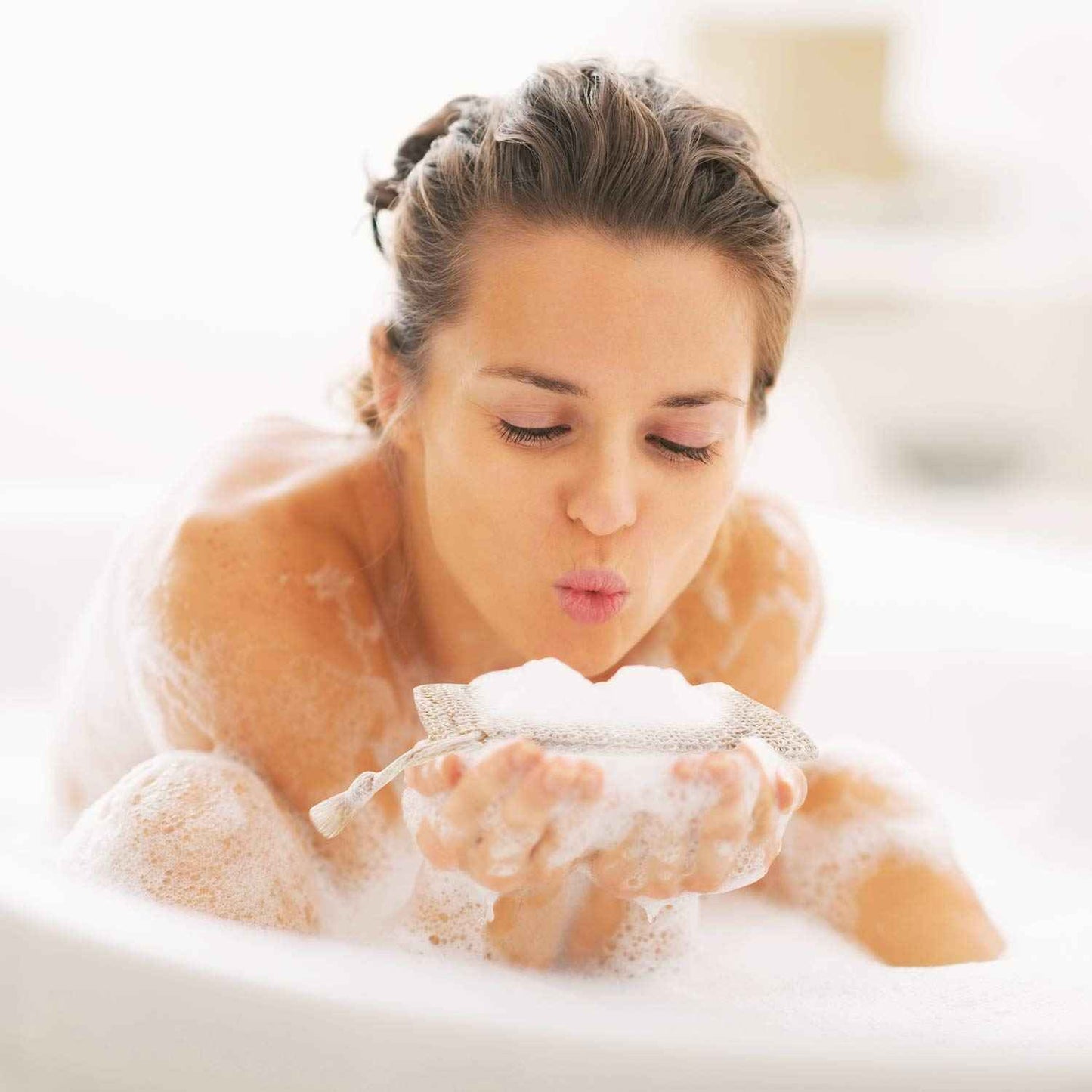 Trounistro 30 Pack Soap Exfoliating Bag Pouch Soap Saver Natural Ramie Soap Bag Hand Made Soap Bag Mesh Soap with Drawstring for Bath & Shower Use