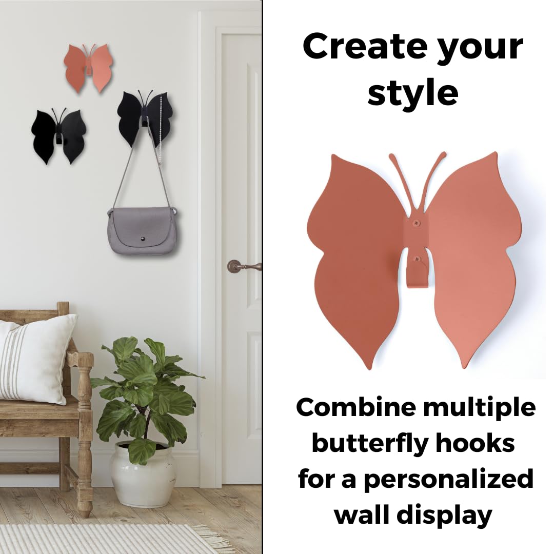 ARTiLETTO Butterfly 3D Wall Hooks for Bedroom. Wall-Mounted Butterfly Design, add a Playful Touch While stylishly Holding Coats, Backpacks, Purses, Jewelry, and Towels