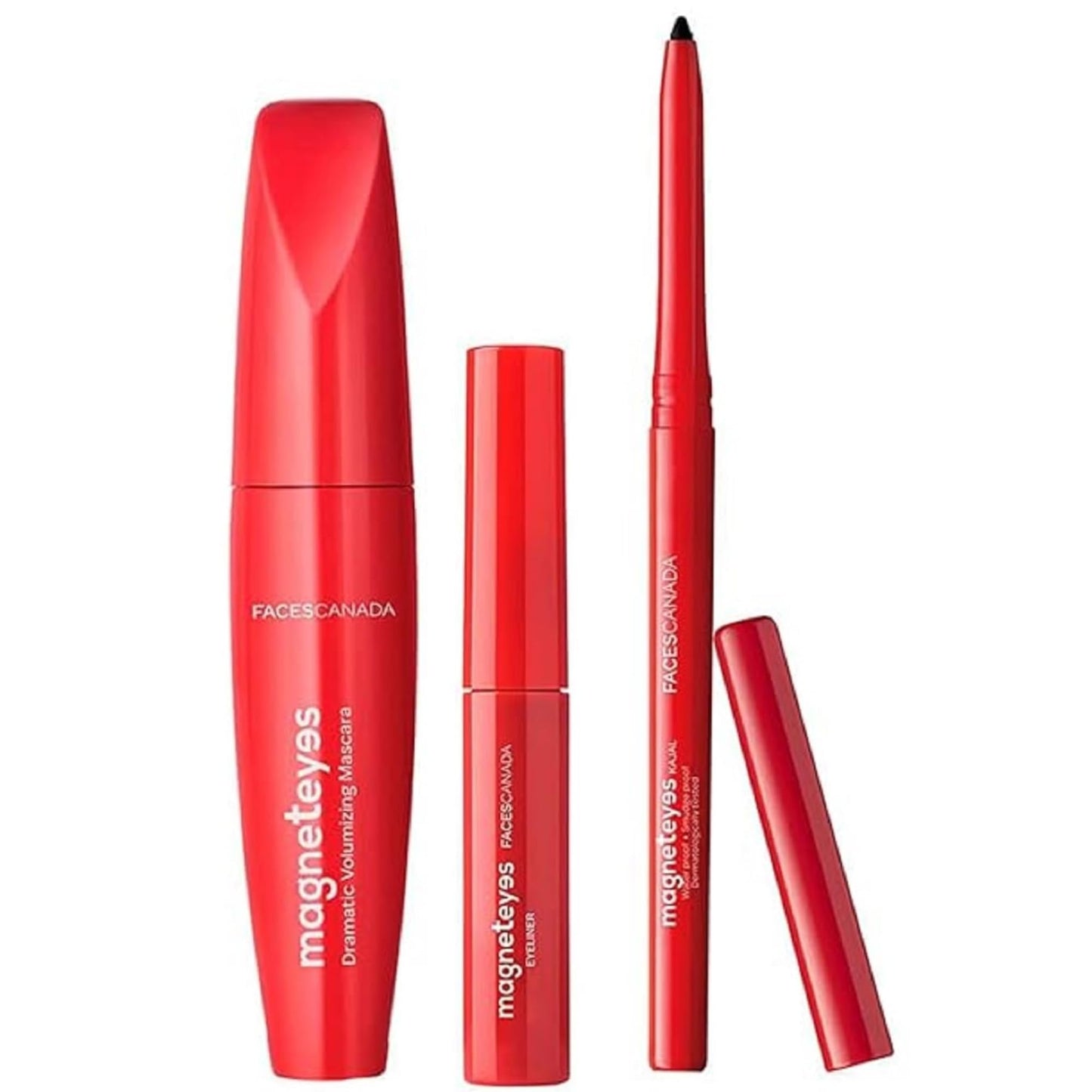 Facescanada Eye Makeup Combo – Eyeliner Pencil, Liquid Eyeliner & Mascara Set | Smudge Proof, Long Lasting & Bold Black Formula | Eye Kit for Daily & Party Wear | 3 Piece Set