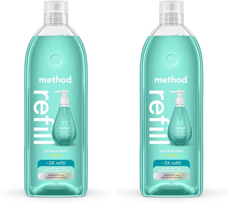 Method Gel Hand Soap, Refill, Waterfall, 34 oz (Packaging May Vary) (Pack of 2)