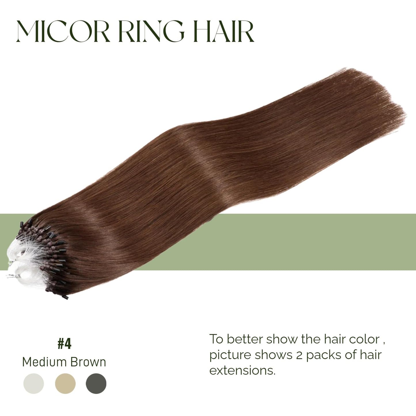 Micro Links Hair Extensions Human Hair 16 Inch Medium Brown Real Human Hair Extensions #4 Micro Links Hair 0.5g/s, 50g, Invisible Micro Bead Extensions