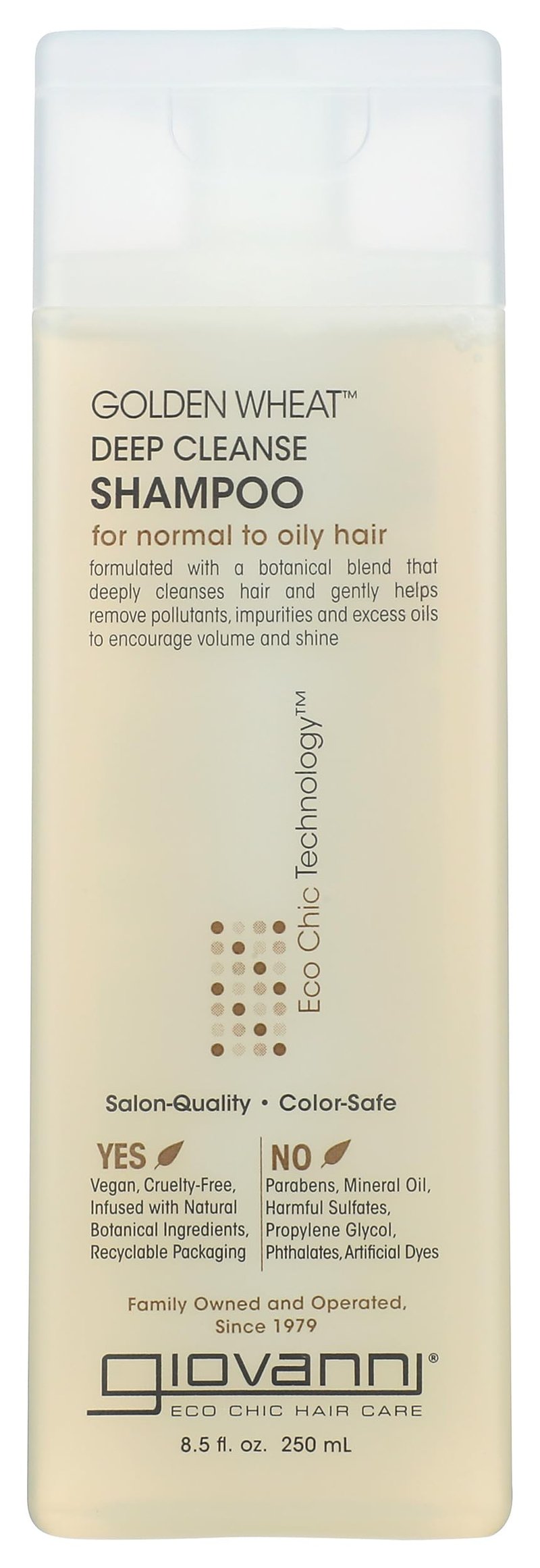 GIOVANNI ECO CHIC Golden Wheat Deep Cleanse Shampoo - Shampoo for Oily hair, Deep Cleansing With Botanical Oils, Helps Encourages Volume & Shine, Color Safe - Spearmint Oil + Aloe Vera, 8.5 oz
