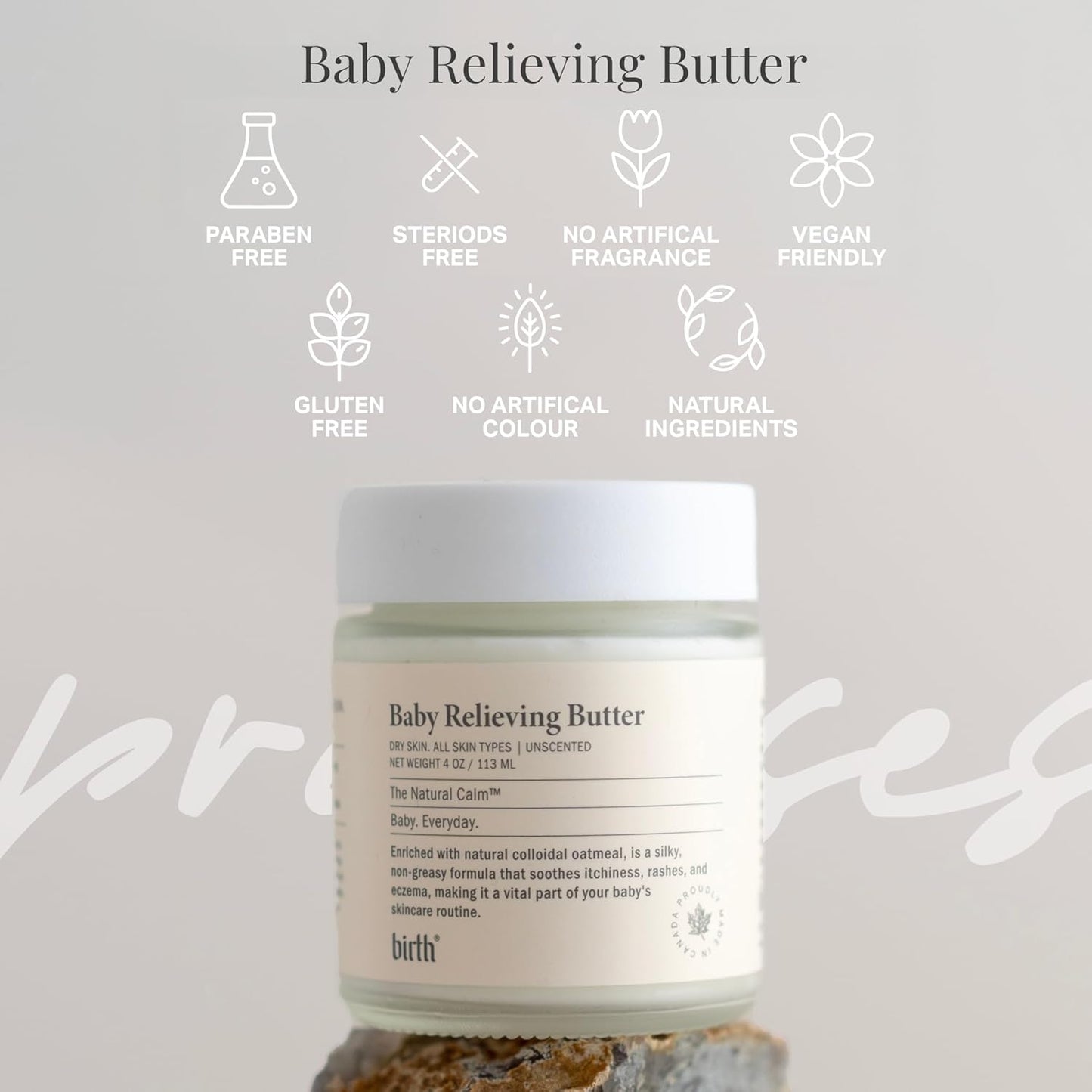 Baby Eczema Butter - Steroid-Free Natural Cocoa Seed Butter & Colloidal Oatmeal | Soothes Itchy Skin | Non-Greasy 4oz