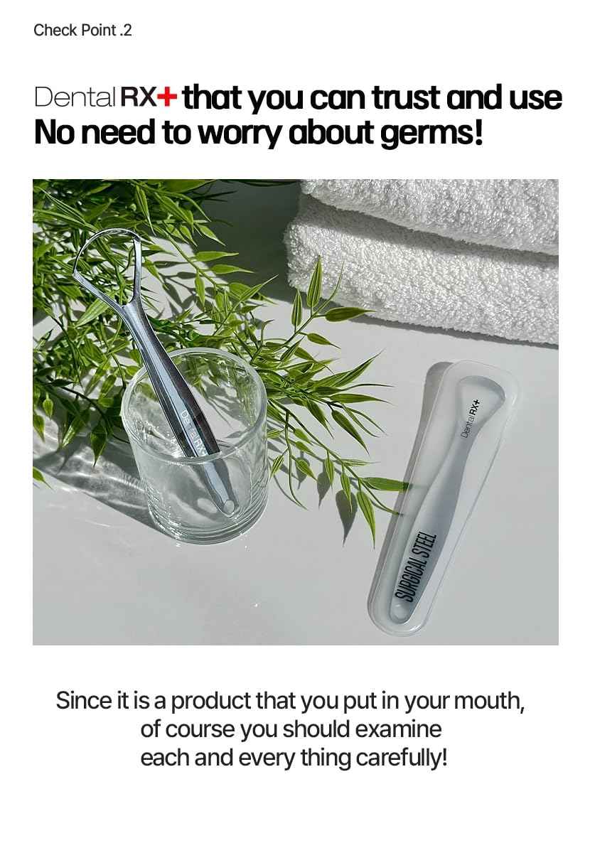 Dental RX+ Surgical Steel Tongue Scrapers for Adults and Kids (2 Pack, Different Size), Surgical Steel Tongue Cleaners, Prevent and Reduce Bad Breath