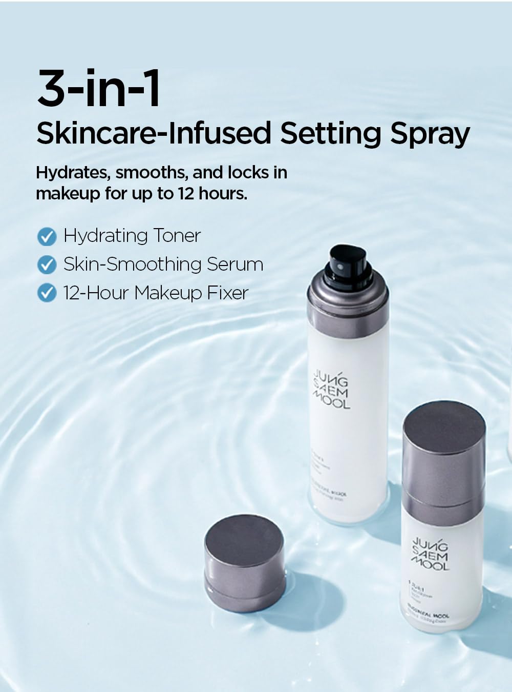 JUNG SAEM MOOL Essential Mool Micro Fitting Mist | Micro-Fine Setting Spray for Makeup & Hydrating Primer for Face with Thermal Spring Water, Long-Lasting Fix & Dewy Finish, Korean Makeup (1.86 Fl Oz)