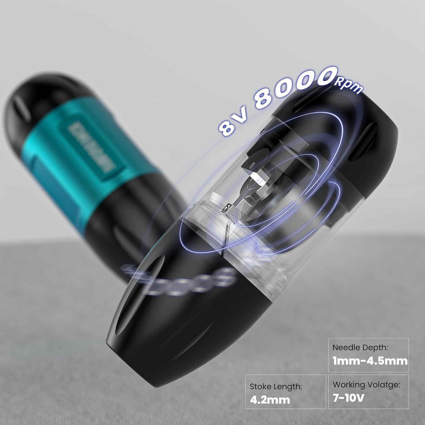 Wireless Tattoo Gun Practice Kit - Rotary Machine with 1,500 mAh Power Supply, 10 Inks & 20 Cartridges