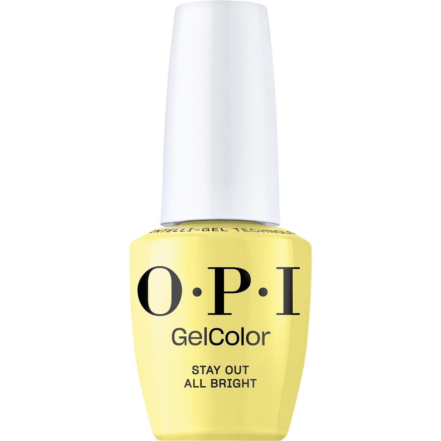 OPI GelColor Stay Out All Bright | Opaque Bright Vivid Yellow Crème LED Cure Gel Nail Polish | Salon-Quality Shine, Long-Lasting Wear | Vegan & HEMA Free | 0.5 Fl Oz