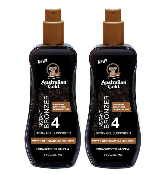 Australian Gold SPF#04 Spray Gel with Instant Bronzer 8 Ounce (Pack of 2)